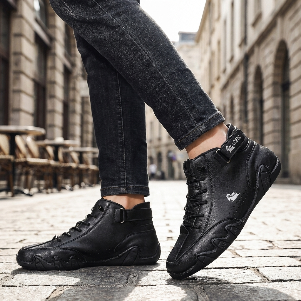 Męskie buty barefoot w kolorze czarnym na miejskiej ulicy