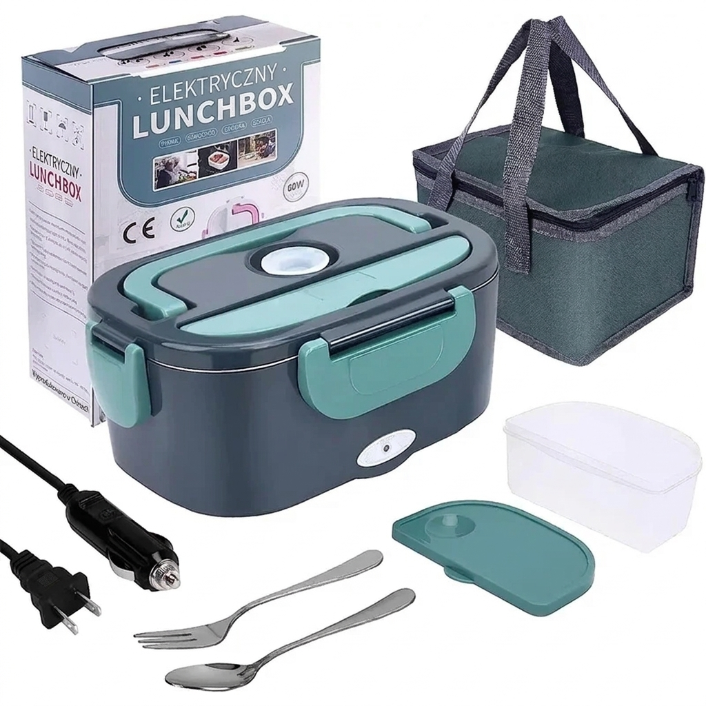 Kompletny zestaw elektrycznego podgrzewanego lunchboxa z torbą i akcesoriami