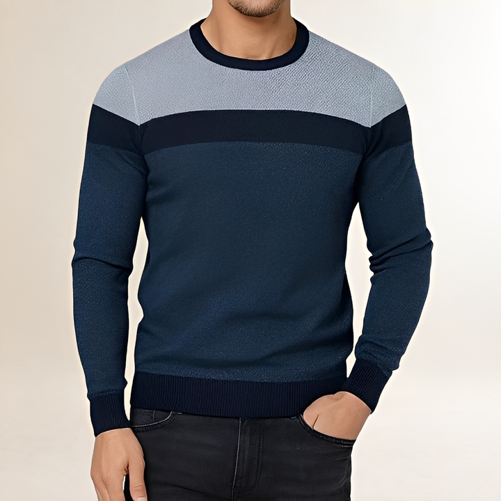 Elegancki i dopasowany sweter męski w modnych kolorach, stylizacja casual