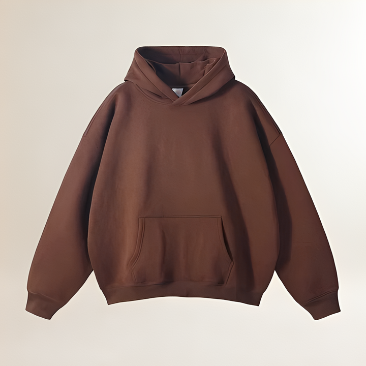 Brązowa męska bluza oversize z kapturem i obniżoną linią ramion