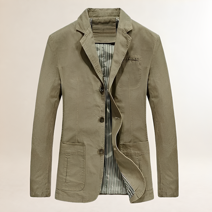 Męska marynarka casual slim fit w kolorze zieleni wojskowej z przodu