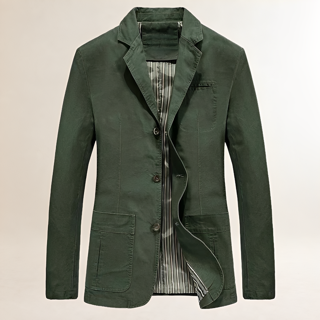 Zielona wojskowa marynarka męska slim fit w stylu casual