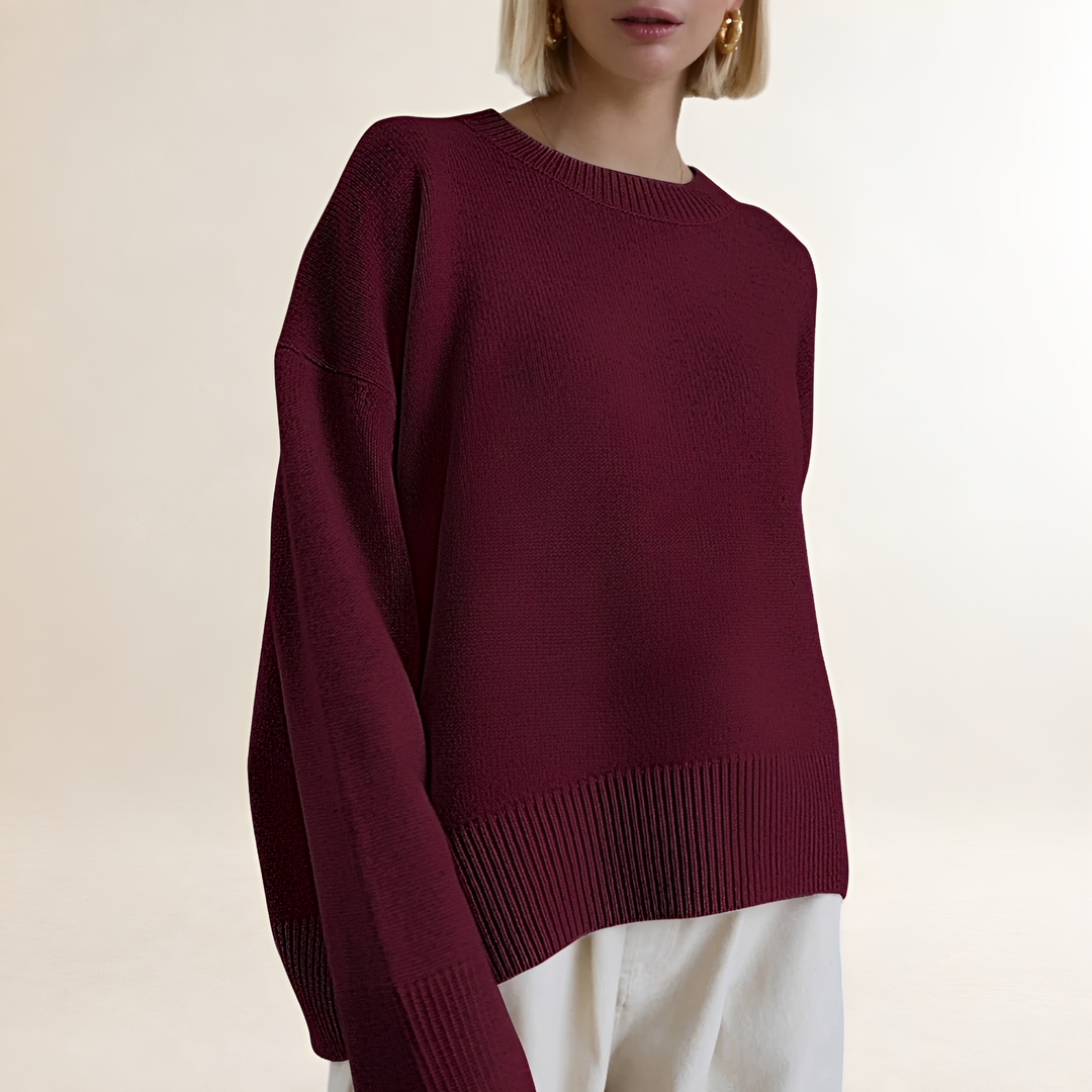 Elegancki sweter damski na jesień i zimę, zbliżenie na splot
