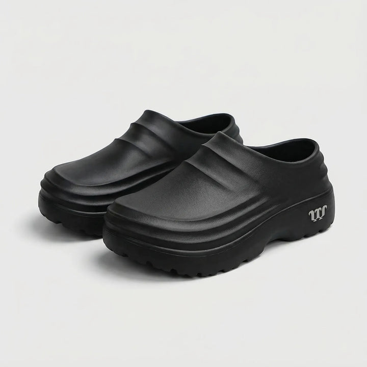 Czarne męskie klapki slip-on Igor z grubą podeszwą, wygodne buty ogrodowe