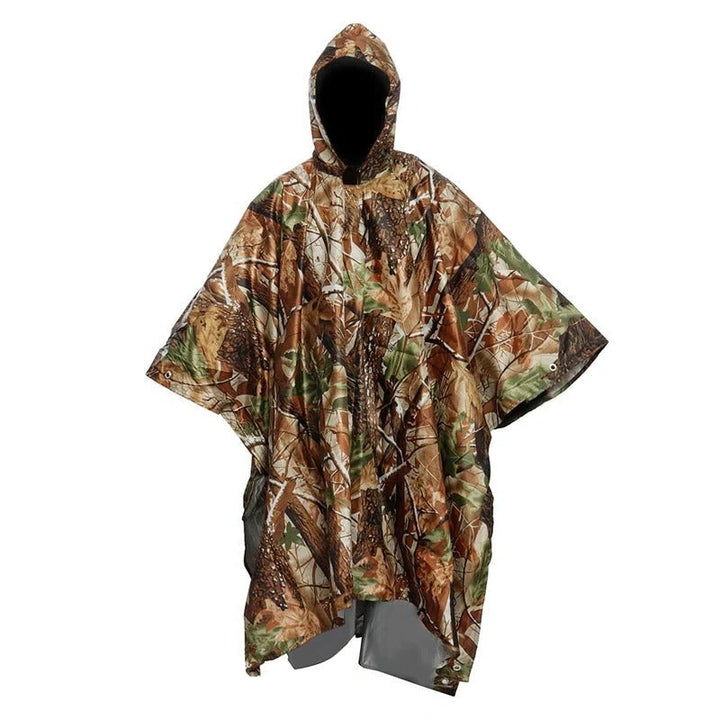 Kamuflażowe poncho przeciwdeszczowe dla miłośników outdooru
