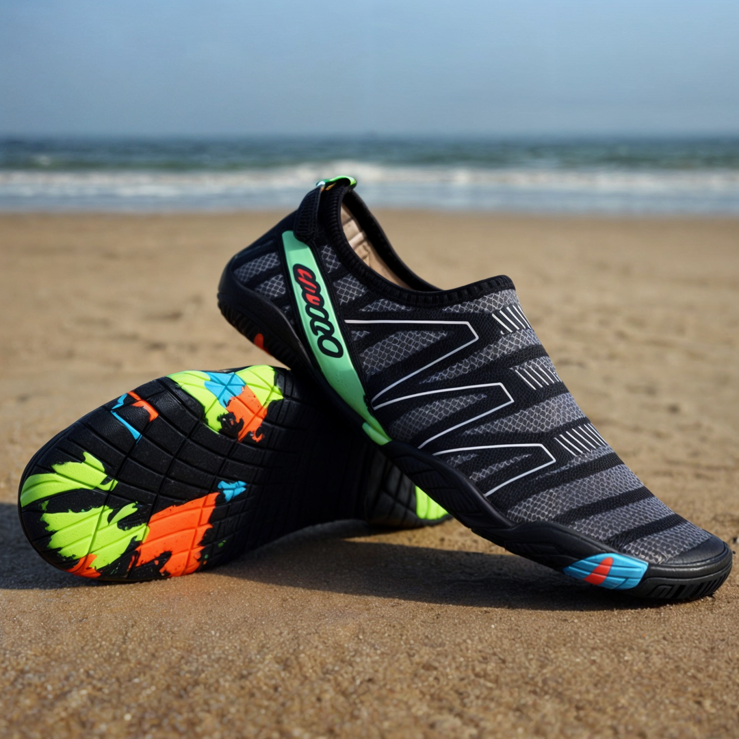 Wygodne buty sportowe do sportów wodnych na płaskim tle