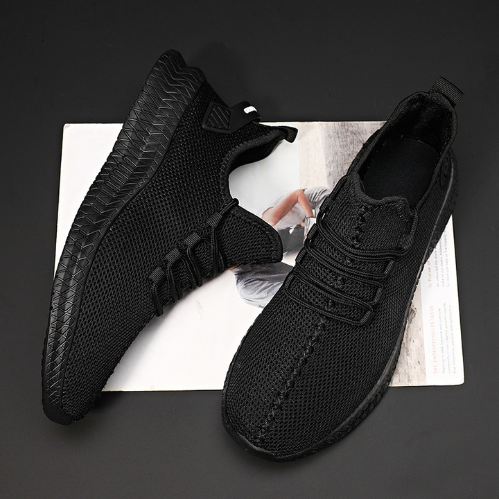 Męskie czarne uniwersalne sneakersy sportowe z elastyczną podeszwą
