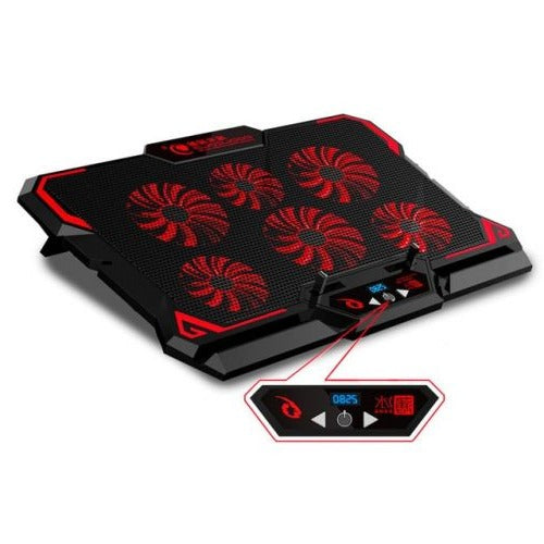 Gamingowa podkładka chłodząca do laptopa z widocznym panelem sterowania