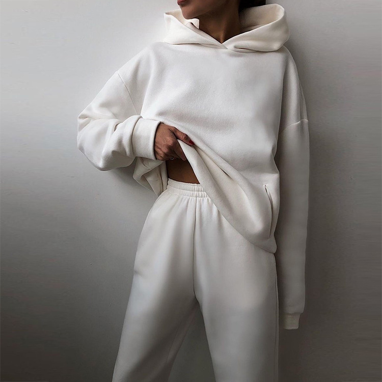 Wygodny damski dres oversize z kapturem w casualowym stylu, komplet dresowy