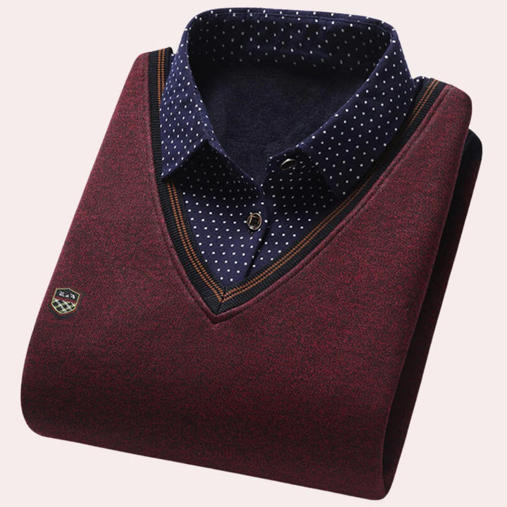 Szary męski sweter z kołnierzykiem koszulowym w eleganckim stylu casual
