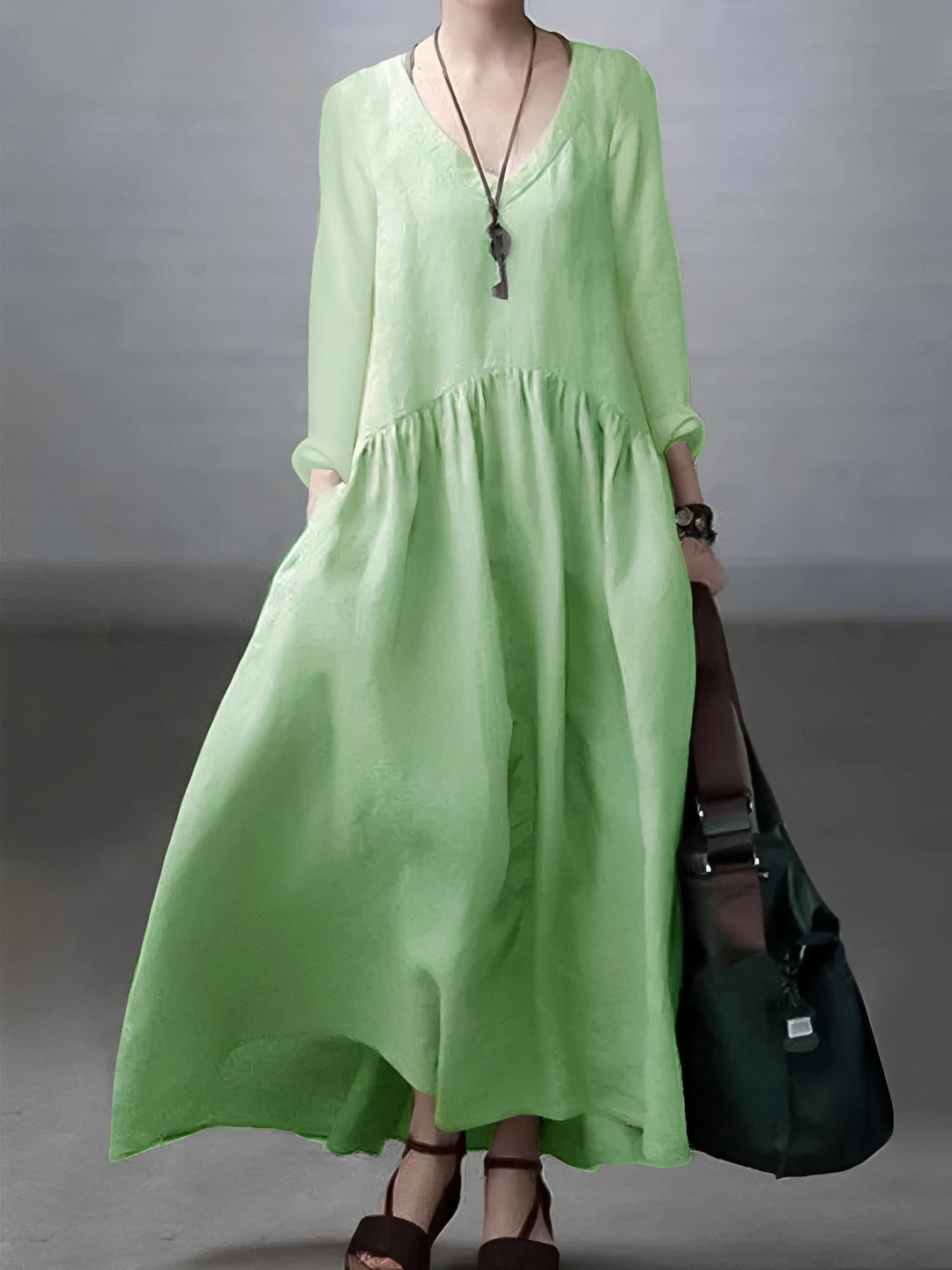 Elegancka letnia sukienka maxi, prezentacja kroju