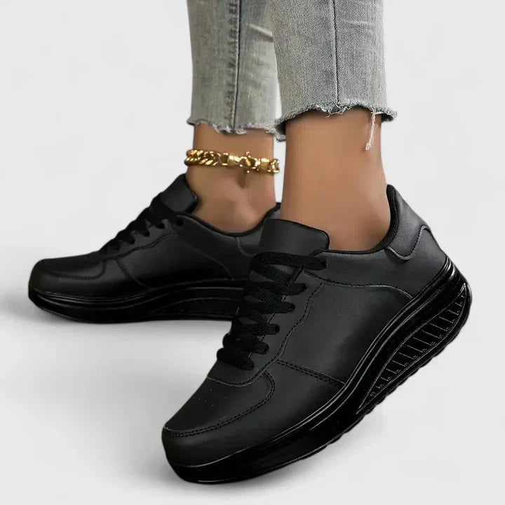 Modne sneakersy damskie na jesień, czarne wygodne buty na co dzień