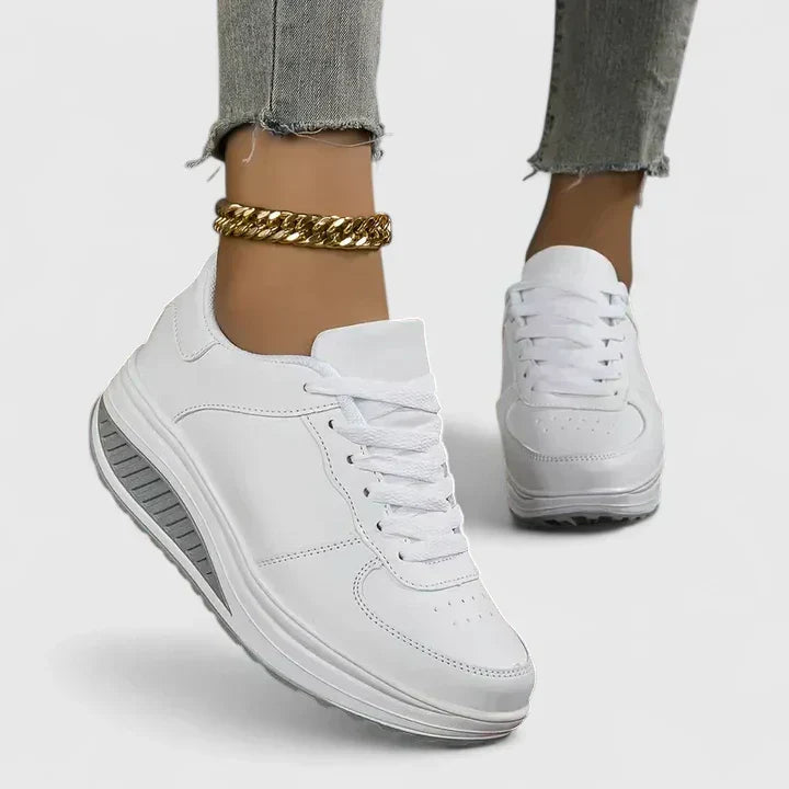Białe damskie sneakersy ortopedyczne, wygodne codzienne obuwie sportowe