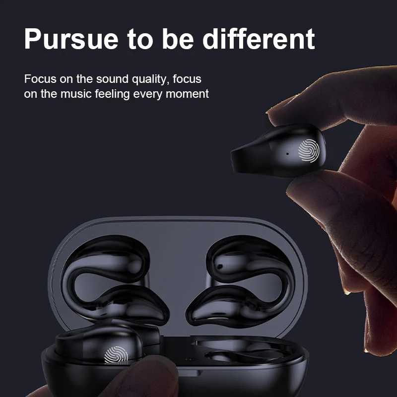 Słuchawki bluetooth z klipsem prezentujące design otwarty