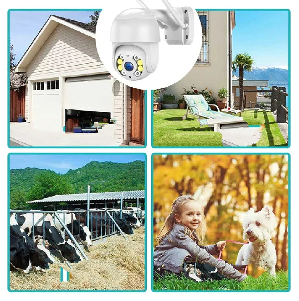 Inteligentna kamera monitoringu 4K PTZ WiFi z automatycznym śledzeniem, idealna do bezpieczeństwa zewnętrznego.