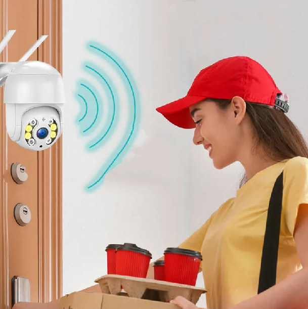 Kamera bezpieczeństwa 4K PTZ z inteligentnym śledzeniem i zoomem, zapewnia ostry obraz monitoringu WiFi.