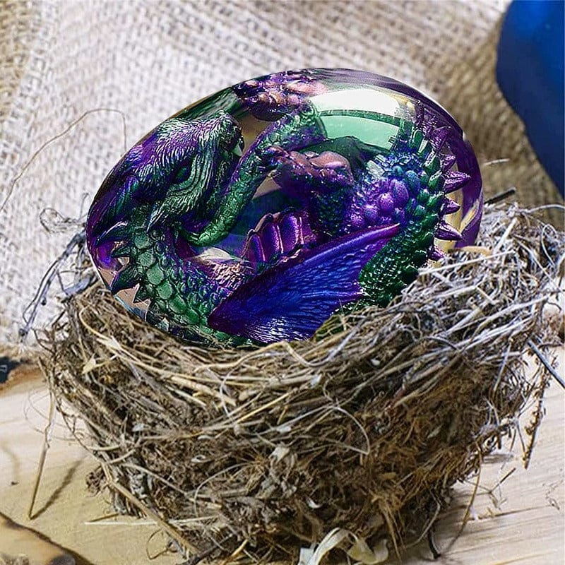 Szczegółowa figurka smoka w jajku, kolekcjonerska dekoracja fantasy do domu.