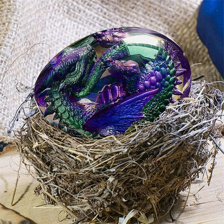 Szczegółowa figurka smoka w jajku, kolekcjonerska dekoracja fantasy do domu.