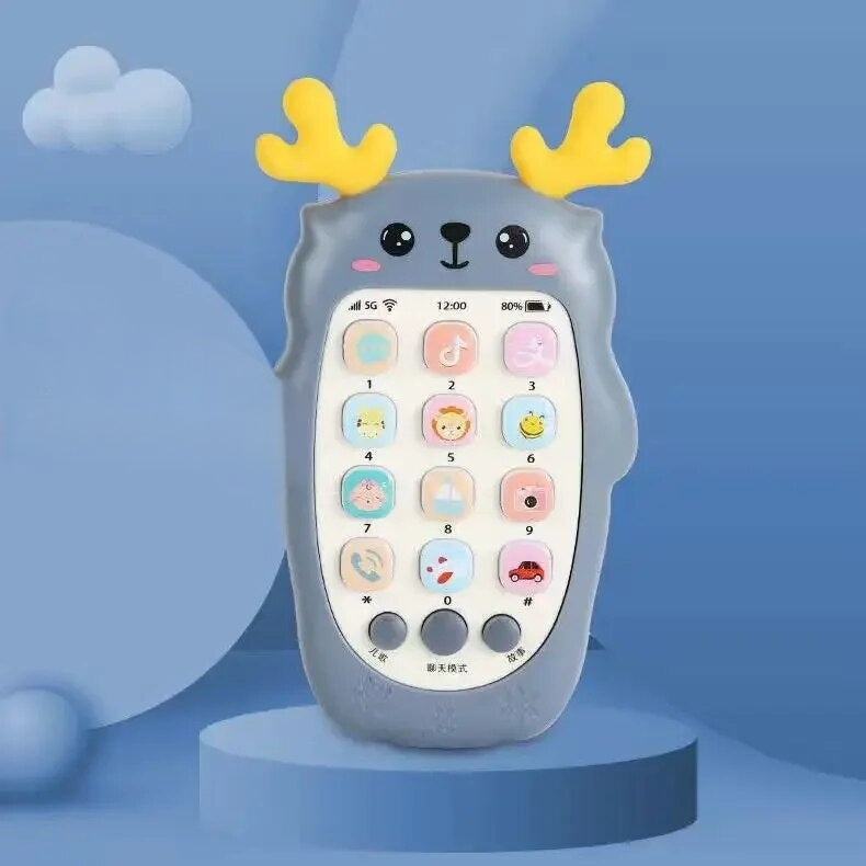 Zabawka telefonik dla malucha z gryzakiem, muzyką i funkcjami interaktywnymi, wspiera edukacyjny rozwój.