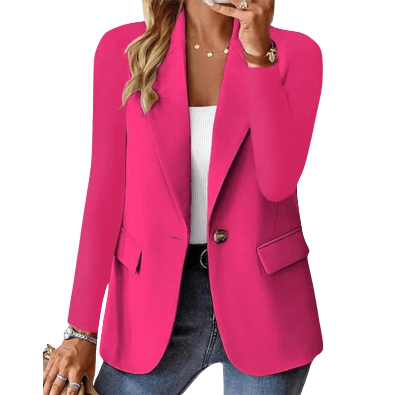 Beżowy blazer damski w biurowym stylu, modny żakiet do eleganckich kreacji
