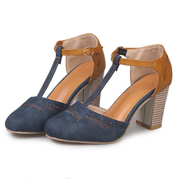 Damskie buty na obcasie Astrid w kolorze niebieskim z paskiem
