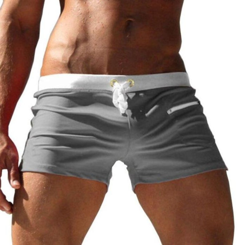 Kąpielówki męskie bokserki z regulowanym pasem i kieszonką, na plażę i basen.