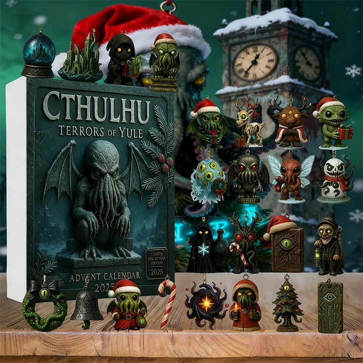 Akrylowa ozdoba 2D Potwór Cthulhu z kalendarza adwentowego, dekoracja horror na Boże Narodzenie i Halloween.