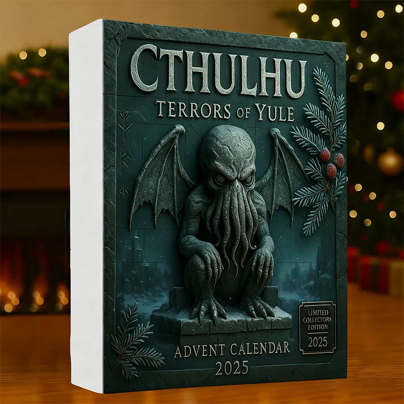Kalendarz adwentowy Potwory Cthulhu, akrylowe ozdoby 2D. Gotycka dekoracja świąteczna i halloweenowa.