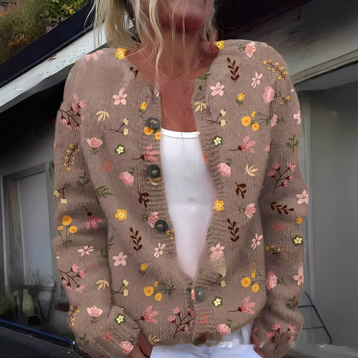 Kwiatowy kardigan damski na każdą okazję. Stylowy sweter casualowy, ciepły na wiosnę/jesień, modny dodatek.
