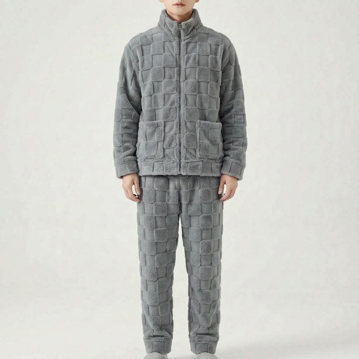 Męski loungewear, pikowany zestaw do spania i relaksu w domu
