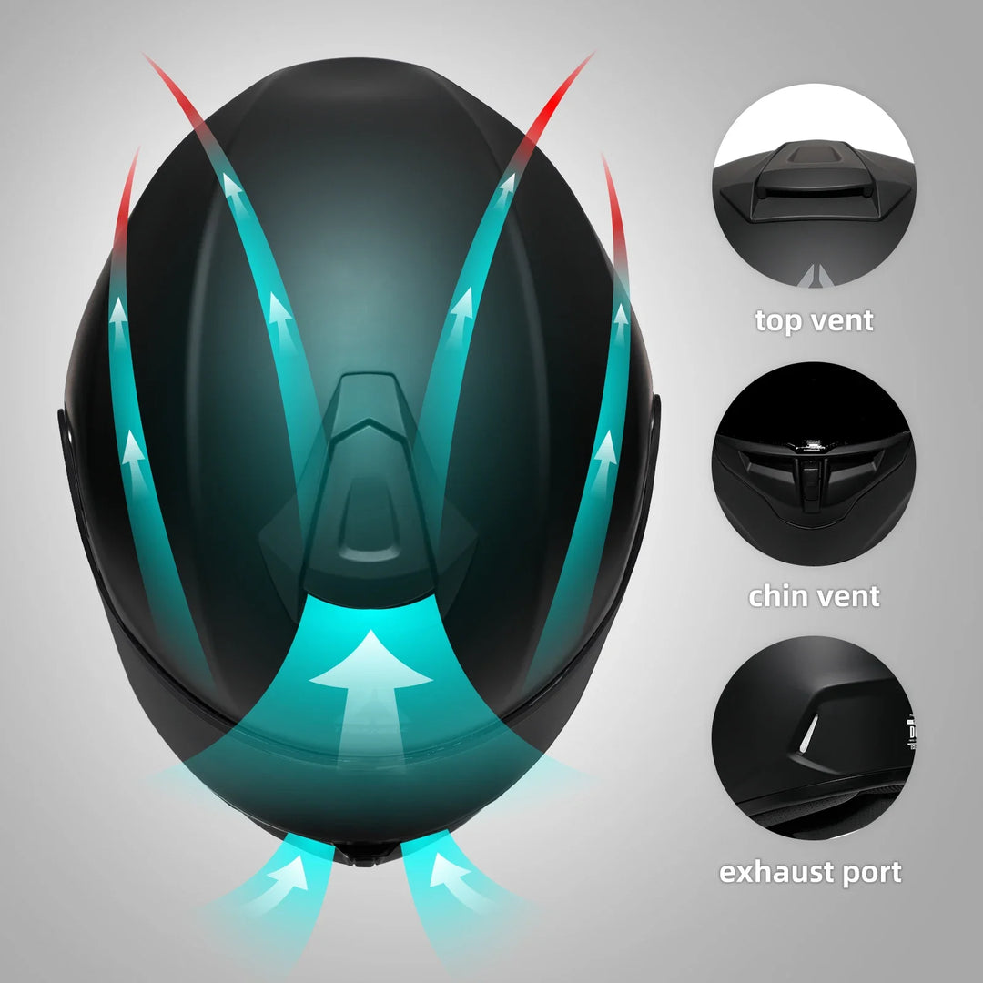 Kask integralny motocyklowy uniseks do bezpiecznej jazdy, wyposażony w jasny, ochronny wizjer.