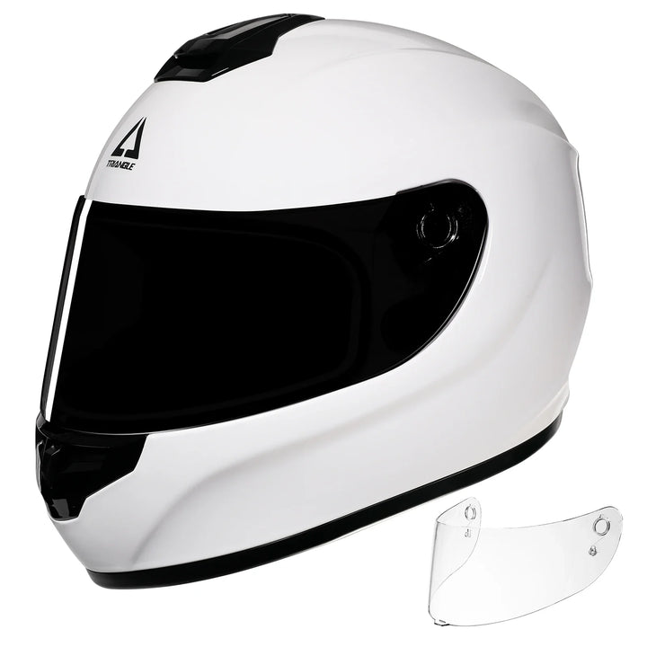Kask integralny motocyklowy uniseks z boku, ukazujący solidną konstrukcję i jasny wizjer ochronny.