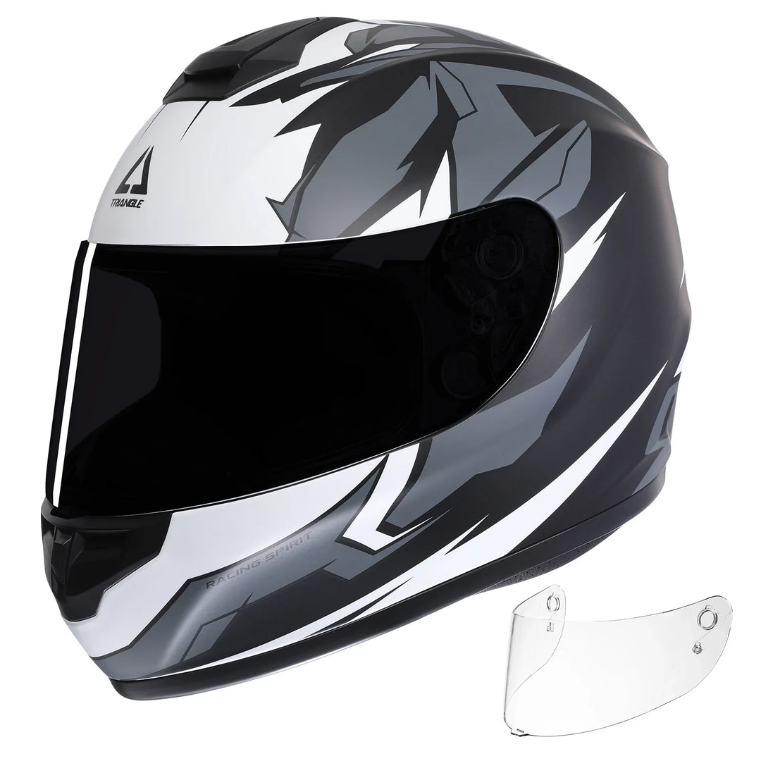 Wytrzymały kask integralny motocyklowy uniseks z jasnym wizjerem, zapewniający bezpieczeństwo i komfort podczas jazdy.