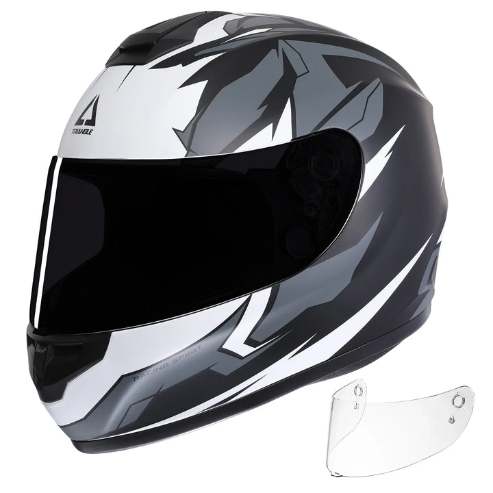 Wytrzymały kask integralny motocyklowy uniseks z jasnym wizjerem, zapewniający bezpieczeństwo i komfort podczas jazdy.