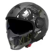 Kask motocyklowy modułowy unisex, czarny. Łączy cechy kasku integralnego i otwartego dla wszechstronnej ochrony.