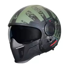 Wygodny kask motocyklowy modułowy unisex z podnoszoną szczęką i panoramicznym wizjerem. Idealny na długie trasy.