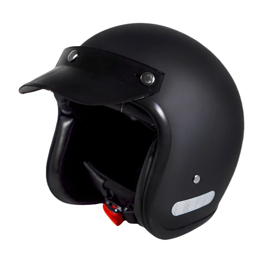 Uniwersalny kask motocyklowy 3/4 retro dla kobiet i mężczyzn, bezpieczeństwo i styl na szosie.