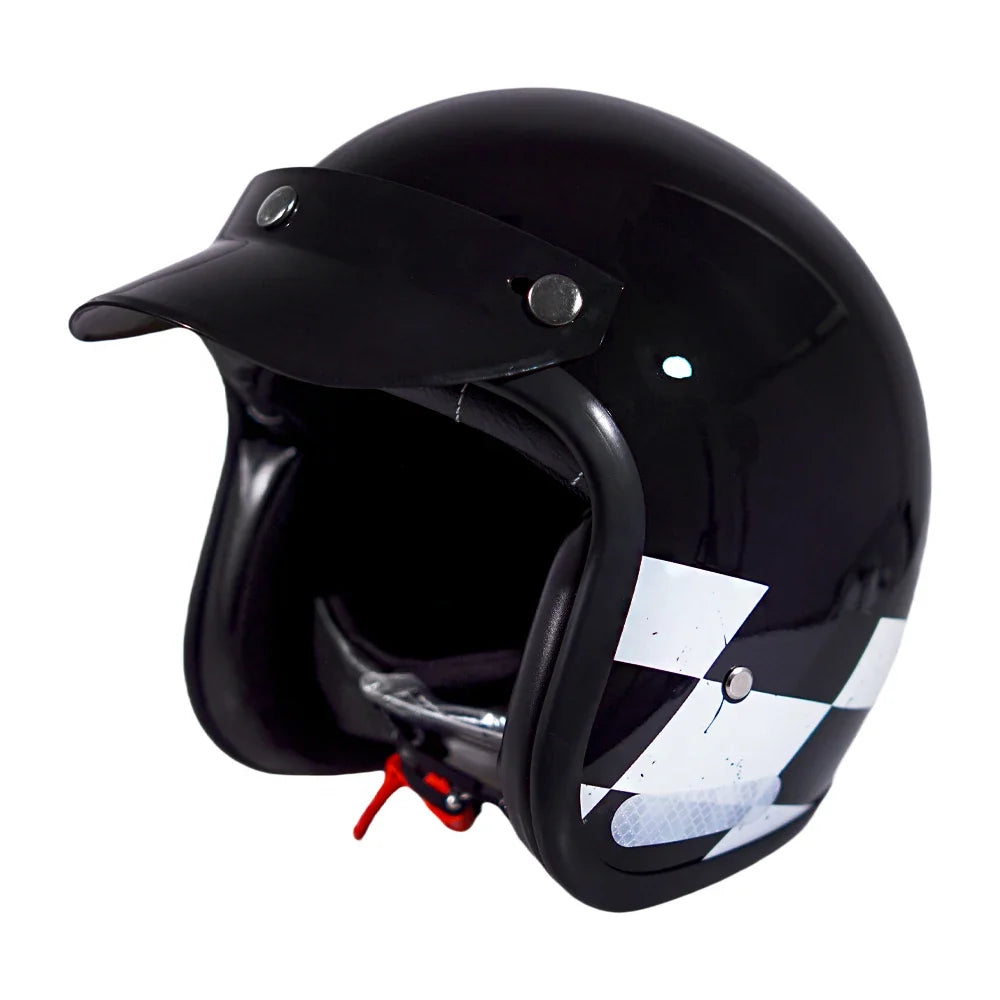 Stylowy kask motocyklowy połówkowy, ochrona głowy, doskonały na skuter i motocykl miejski.
