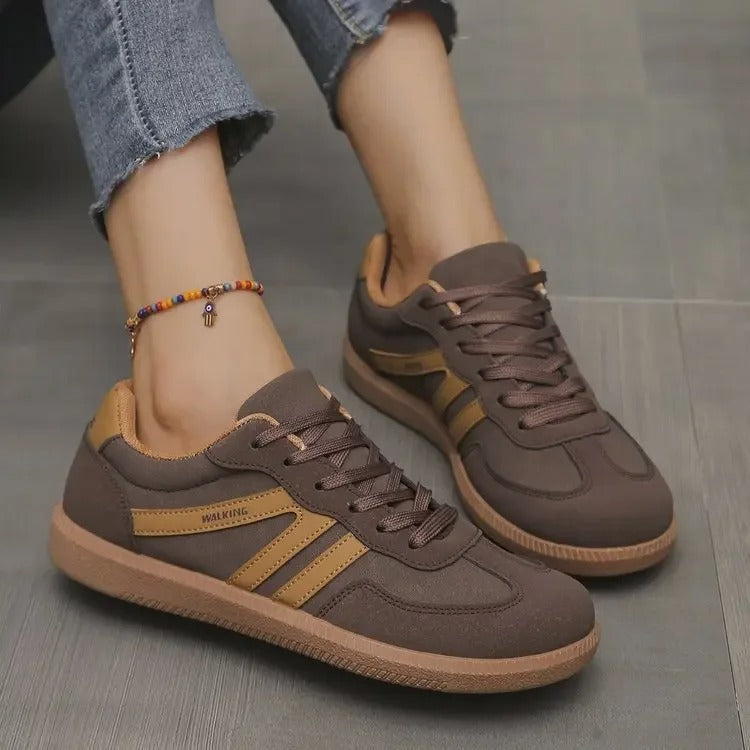 Komfortowe sneakersy damskie miejskie, widok na przód i noski