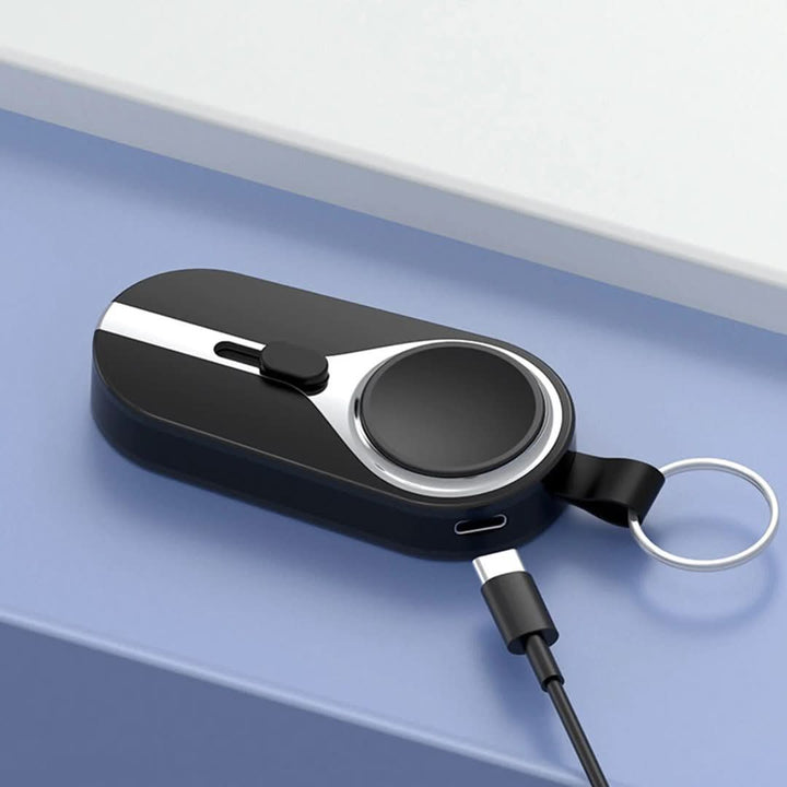 Mobilny powerbank Duo z dwoma złączami: USB-C i Lightning do iPhone. Szybka ładowarka do telefonu w podróży.