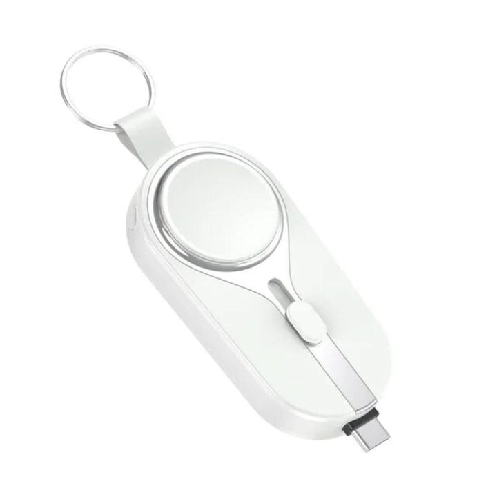 Nowoczesny powerbank Duo z wbudowanymi złączami USB-C i Lightning. Elegancka, przenośna ładowarka do telefonu.