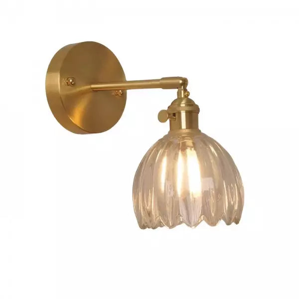 Kinkiet ścienny retro z kloszem tulipana w różnych kolorach. Design lampy vintage do salonu, sypialni.