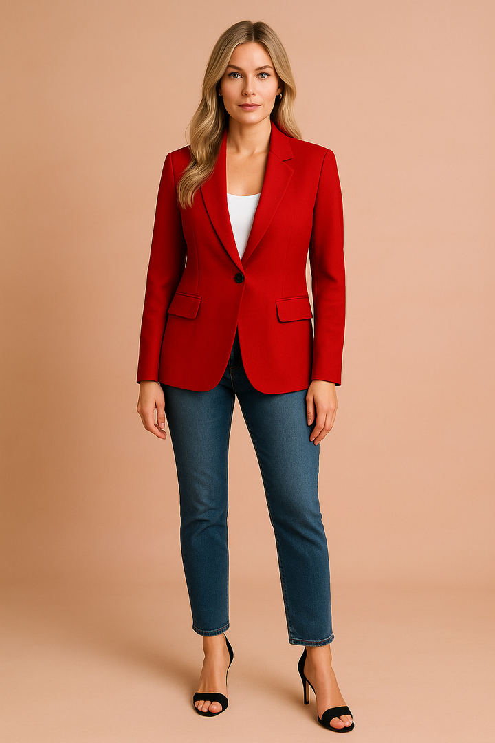 Klasyczna damska marynarka, idealna do biura lub na eleganckie stylizacje. Modny żakiet podkreślający styl.