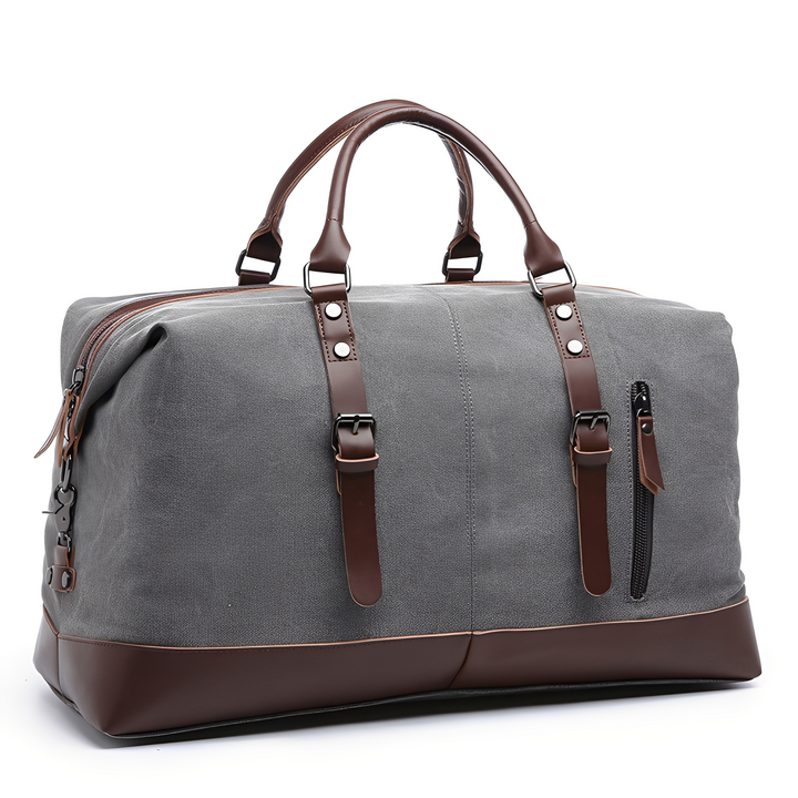 Elegancka męska torba podróżna w kolorze khaki, wytrzymała, idealna na podróże biznesowe lub weekend.