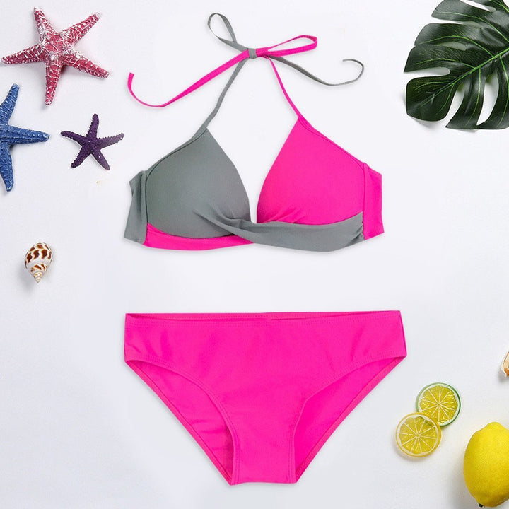 Damskie bikini klasyczne, dwuczęściowy strój kąpielowy z poliestru. Wygodny i stylowy na upalne lato, plażę lub basen.