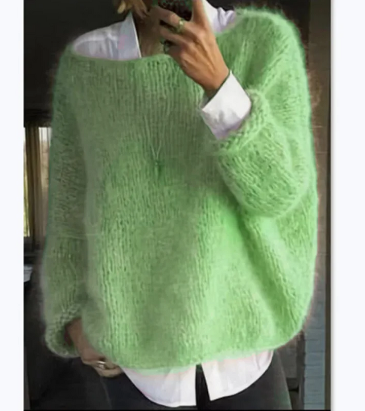 Elegancki sweter oversize damski, ciepła odzież na chłodne dni