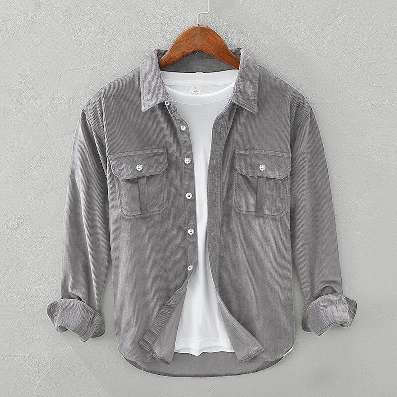Teksturowana koszula męska overshirt prezentowana od tyłu