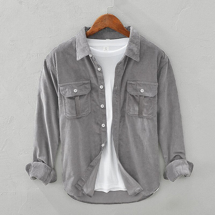 Teksturowana koszula męska overshirt prezentowana od tyłu