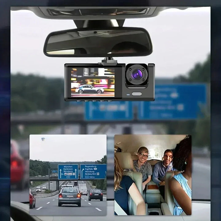 Dash cam z nagrywaniem trasy. Kamera samochodowa dla bezpieczeństwa drogowego i monitoringu pojazdu.