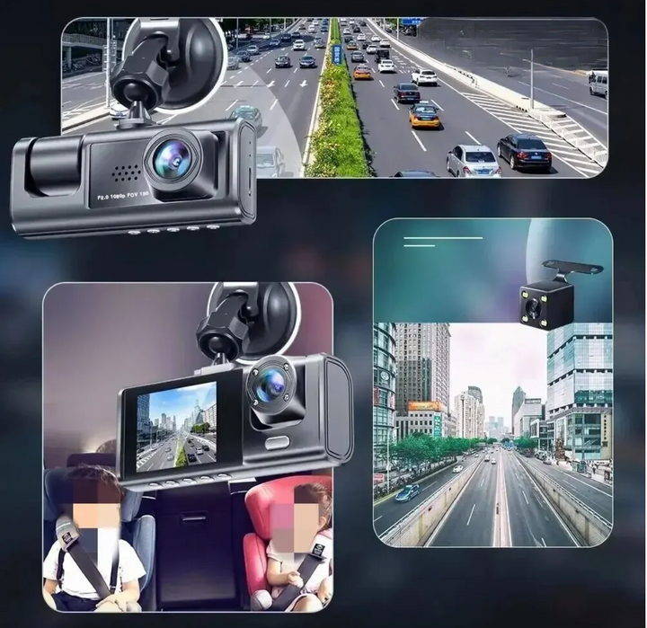 Nowoczesna kamera samochodowa. Wideorejestrator jazdy, dash cam dla pewnej jazdy i nagrywania trasy.